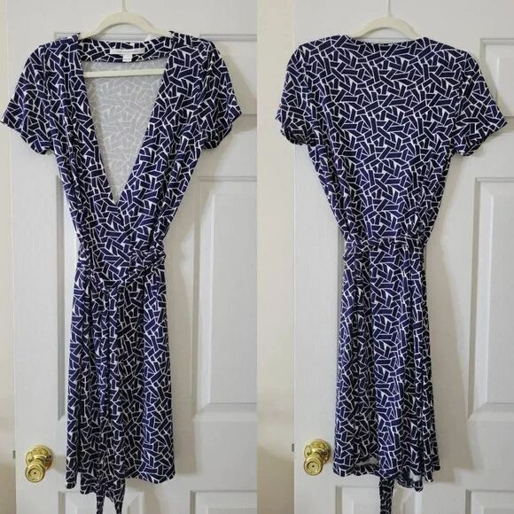 Diane von Furstenberg Wrap Dress 8 Navy - Picture 1 of 6